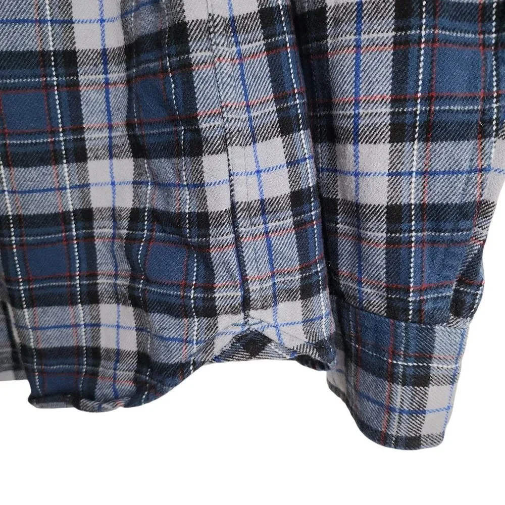 The North Face Flannel Shirt Mens Medium M Blue Gray Plaid Long Sleeve Cotton